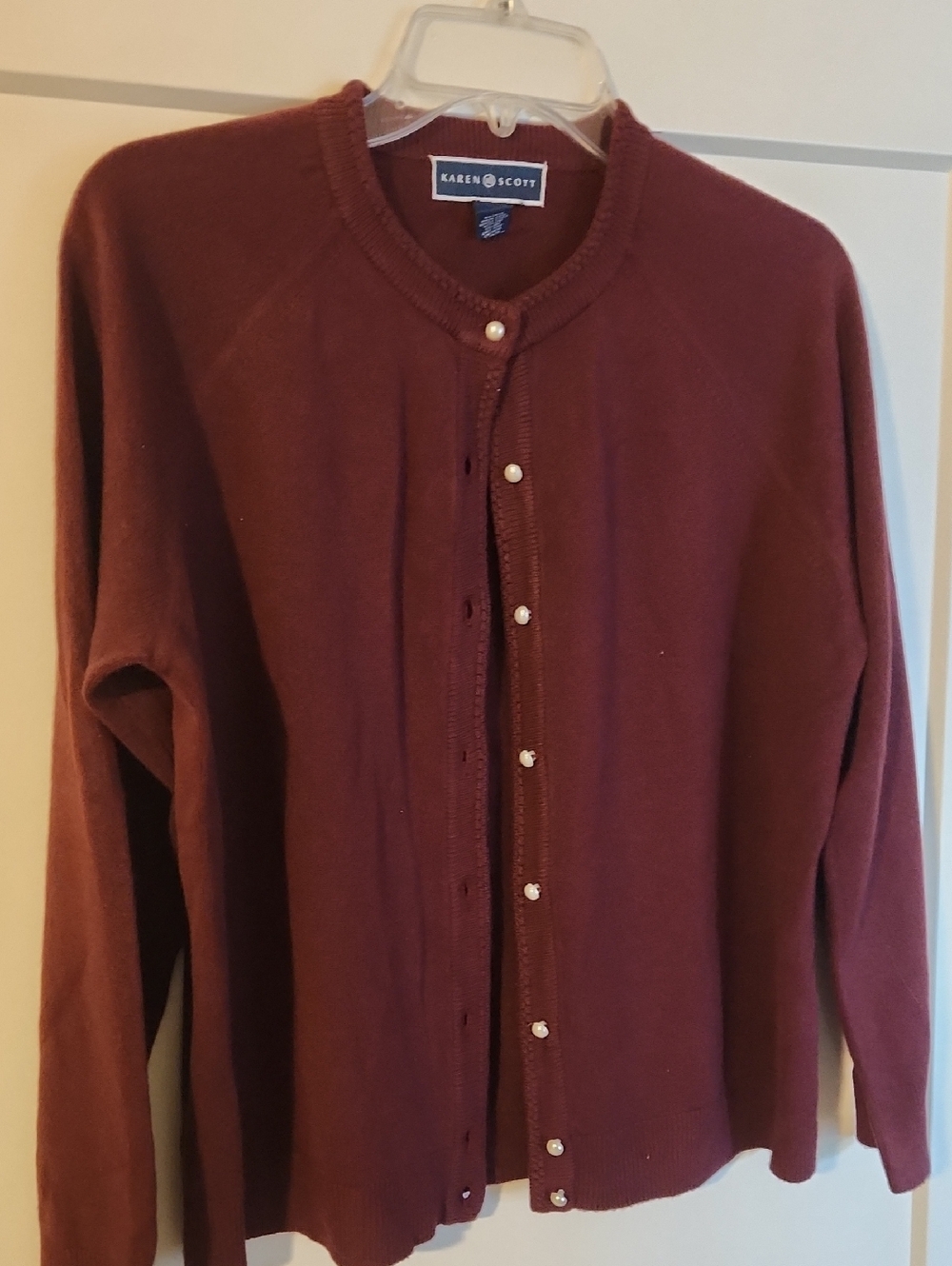 Karen Scott Cardigan Burgundy XL